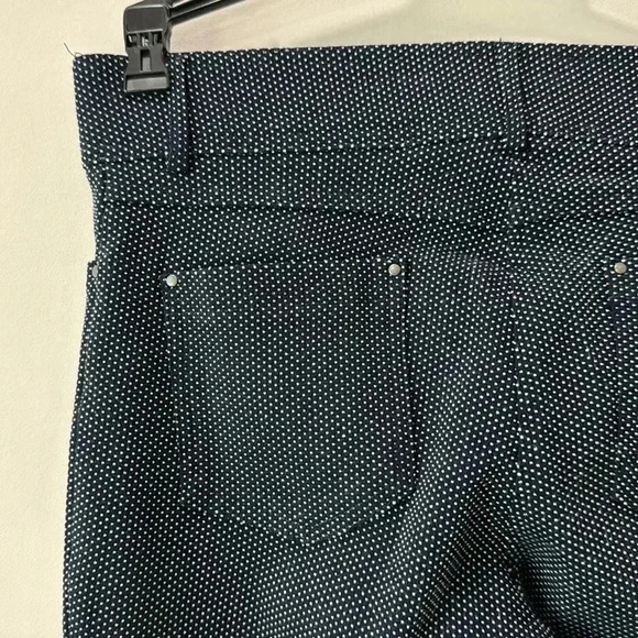 Navy Blue Polkadot Zip Front Stretch Pants Size 10 - Picture 9 of 11